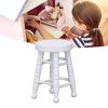 1:12 Scale Dollhouse Stool Chair Handcrafted Miniature Wooden Round Stool Chair Toy for Dollhouse Room Boxes House Birch Wood 4.5cm x 3cm (White) view 2