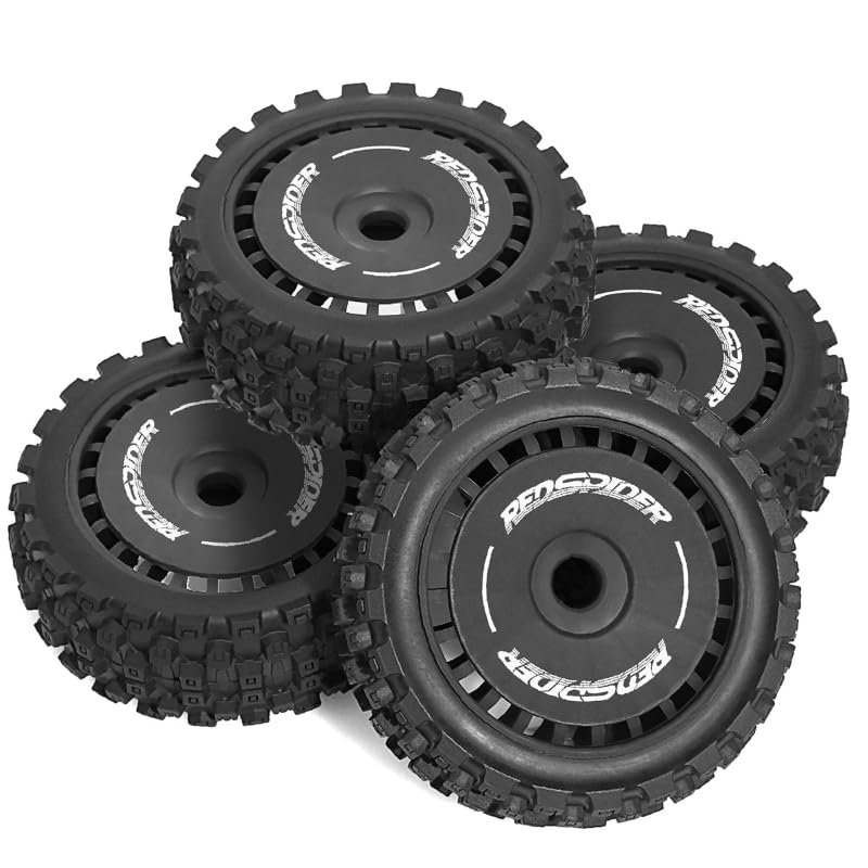 1/8 RC Buggy Off-Road Tires Coarse Tread Set 17mm Compatible with 6S Power OD: 118mm 17mm HEX For Upgrading 1/8 Off-Road Cars Arrma Python Jato FS HSP Redcat Kyosho TRAXXAS E-Revo (R306 black)