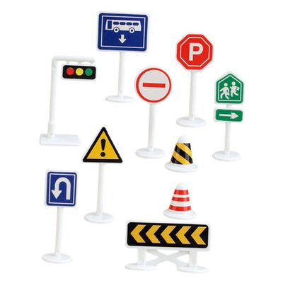Gogogmee 10pcs Mini Traffic Barricade Signs Realistic Bright Roadblock Models for Lightweight Educational Street Safety Play for Preschool