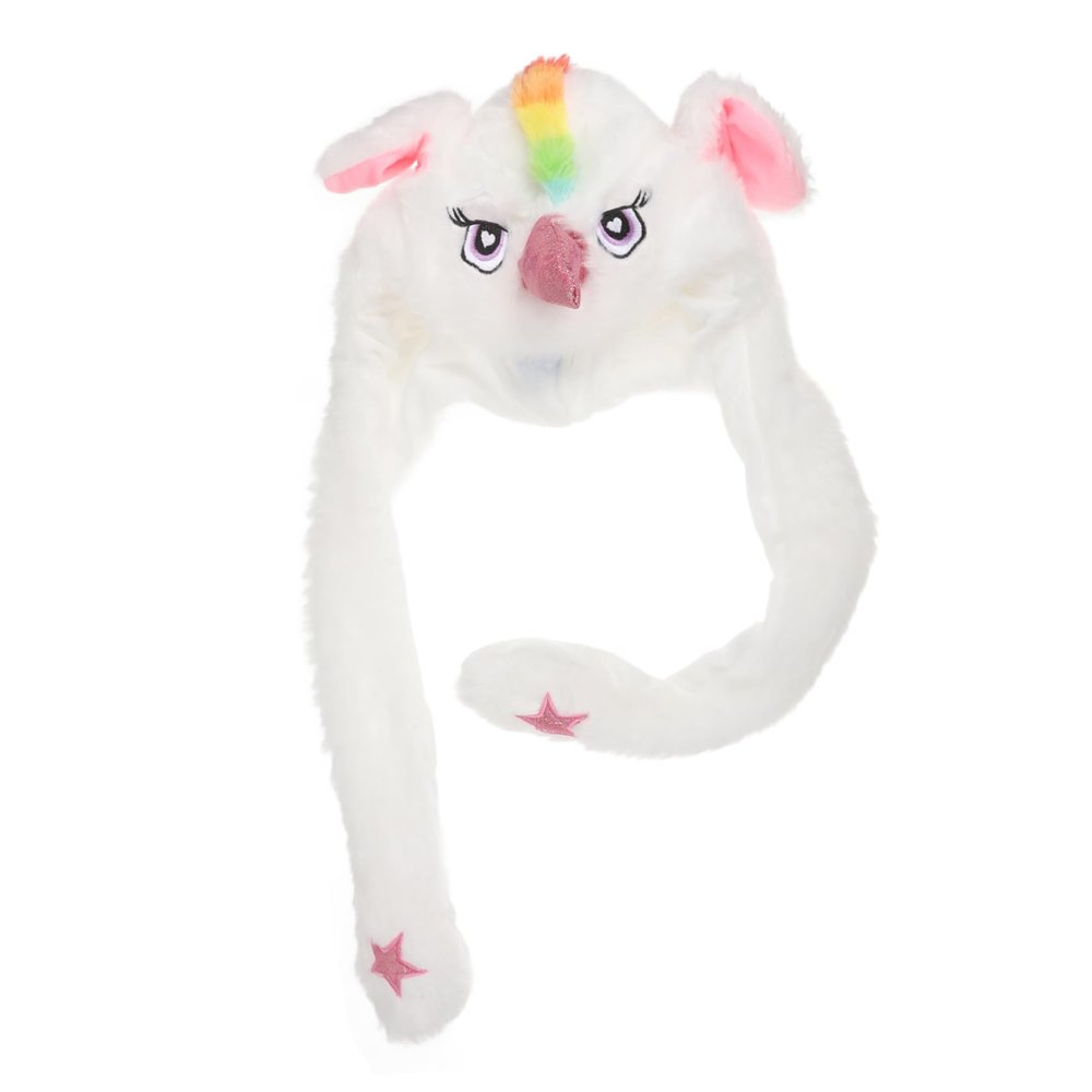 BUTIFULSIC Funny Unicorn Shape Ear Moving Hat Soft Warm Rabbit Fur Winter Cap for Cosplay Party Easter and Adults