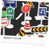 Vaguelly 10pcs Miniature Road Sign for Educational Play Traffic Barricade Models with Bright Colors Compact Lightweight Road Safety Teaching Tools view 2