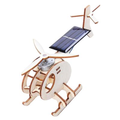 Milisten DIY Solar Helicopter Model Wooden Assembly Science Kit for Boys Educational Stem Experimental Aircraft Craft for Birthday