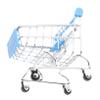 Beaupretty Mini Metal Shopping Cart Sky Blue Sturdy Miniature Grocery Cart with Wheels for Desk Organizer and Creative Gift Basket Home Office Decor view 1