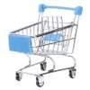 Toyvian Sky Blue Miniature Metal Shopping Cart Sturdy Mini Shopping Cart for Desk Organizer Creative Gift Basket Handcart for Home Office Decor view 1