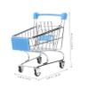 Toyvian Sky Blue Miniature Metal Shopping Cart Sturdy Mini Shopping Cart for Desk Organizer Creative Gift Basket Handcart for Home Office Decor view 4
