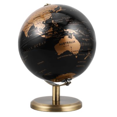 BESTonZON Vintage European Style Decorative Desk Globe Earth Globe Ball with Black Gold English Map Antique Bronze Stand for Home Office Table Decor