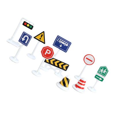 CIYODO 10pcs Miniature Traffic Barricade Models Road Sign for Bright Colored Educational Road Block Signs Lightweight Safety Awareness Playset for Parent Interaction