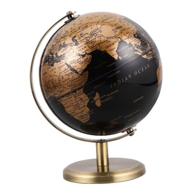 COSMEVIVI European Luxury Antique Globe Rotating Desktop Ornament with Black Gold Sphere Stand Elegant Vintage Geography Decor for Home and Office