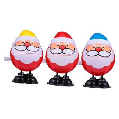 GLSTOY 3PCS Mini Christmas Wind Up Colorful Santa Claus Walking Clockwork for Boys Portable Xmas Party Favors and Stocking Stuffers Random Color