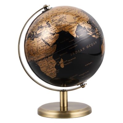 Garneck Vintage European Style Desktop Globe Rotating World Globe with Black Gold and Antique Stand Elegant Educational for Home and Office Desk Ornament