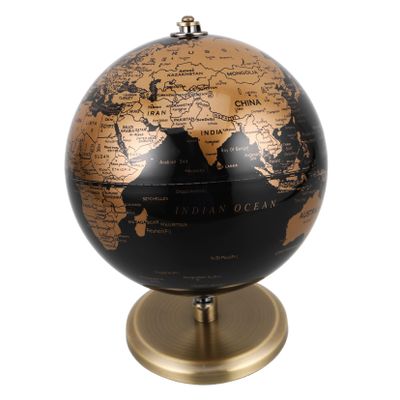 BESPORTBLE European Style Vintage Desktop Globe Black Gold Rotating Earth Decor for Home Office Antique Bronze Stand Table Ornament Elegant Desk Display