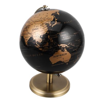 GETAJGHSD European Luxury Rotating Vintage Desktop Globe Decorative Globe Ornament with Black Gold and Antique Stand Decor for Home and Office Table Decoration