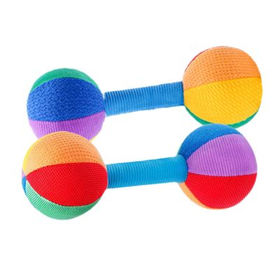FRCOLOR 2pcs Dumbbell Rattles Sensory Grip for Newborns Lightweight Soft Handle Barbell for Finger Training and Early Development Colorful Rattle for Stimulating Senses and Play
