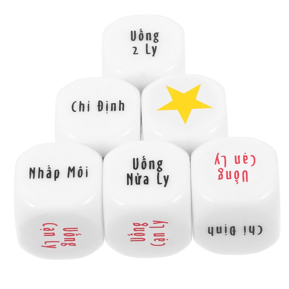 Beaupretty 6pcs Vietnamese Drinking Game Dices Cubes Lightweight Portable Party Props for Bar Pubs Adults Fun and Easy to Use