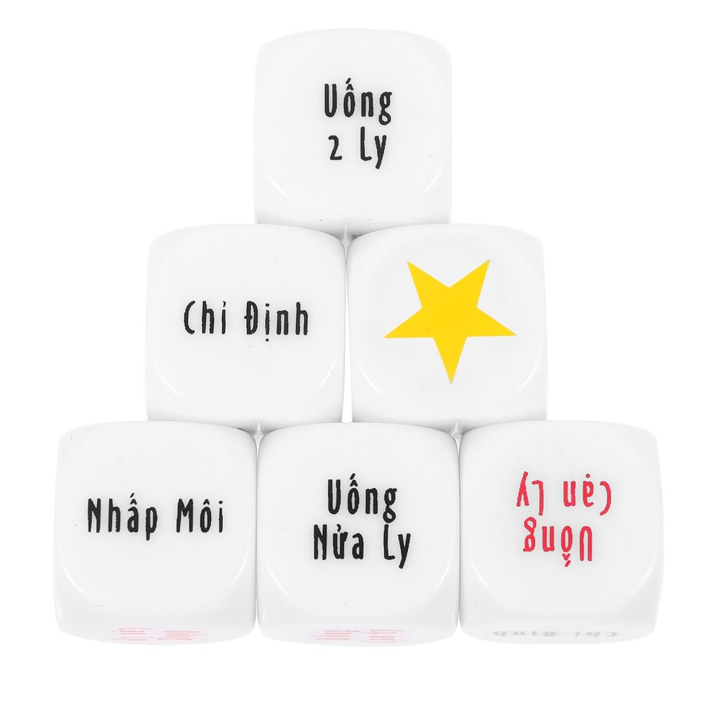 Abaodam 6pcs Vietnamese Drinking Dice Cubes Party Game Props for Adults Bar Pubs Fun Drinking Games for Men Women