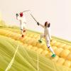 1/64 Scale Model Figure Mini Fencing Doll Model Photography Landscape Display Ornament Resin Fencing Pose Figure Tiny People, Forward White view 2