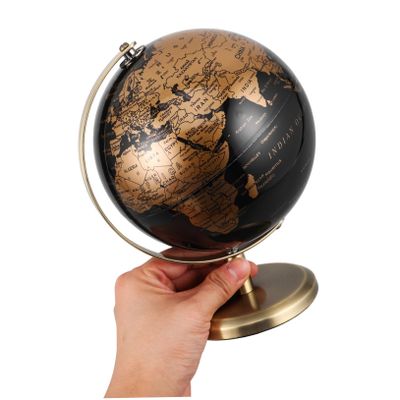 ERINGOGO Antique Rotatable Globe with Black Gold Stand Vintage for Home Desk Decor Office Ornament Educational Decorative Desktop Accent