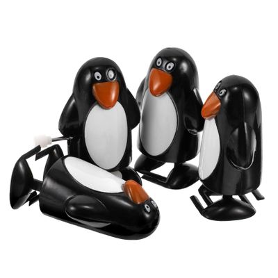 SUPVOX 4pcs Mini Penguin Wind Up for Holiday Stocking Stuffers Interactive Christmas Figurines Collectible Winter Walking for Party Favors and Decorations