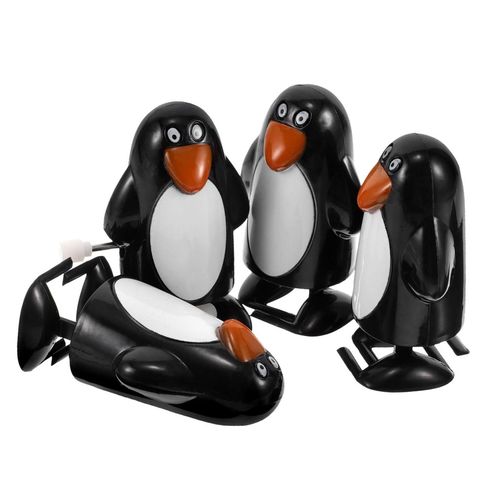 SUPVOX 4pcs Mini Penguin Wind Up for Holiday Stocking Stuffers Interactive Christmas Figurines Collectible Winter Walking for Party Favors and Decorations