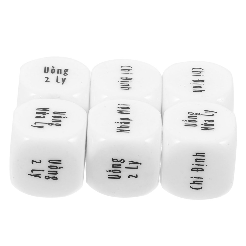 Abaodam 6pcs Vietnamese Drinking Game Dice Props Acrylic Party Dices for Adults Bar Ktv Entertainment Fun Portable Small Lightweight