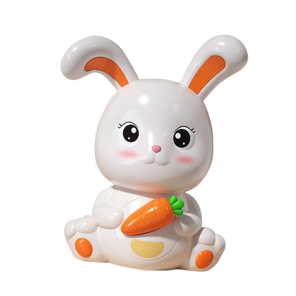 Abaodam Unbreakable Bunny Money Bank for Large Capacity Plastic Coin Jar with Dual Slots Cute Rabbit Design Desktop Stable Base Birthday Gift