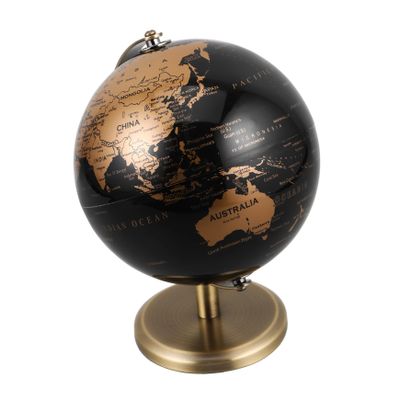 Abaodam European Style Vintage Rotating Globe Black Gold with Antique Stand Elegant Desktop Ornament for Office and Home Decor Educational and Decorative Globe for Desk