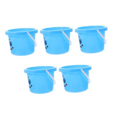 ADOCARN 5Pcs Beach Sand with PP Sand Buckets and Comfortable Handles for Creative Outdoor Play and Coordination Development Blue