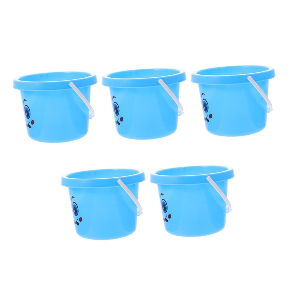 ADOCARN 5Pcs Beach Sand with PP Sand Buckets and Comfortable Handles for Creative Outdoor Play and Coordination Development Blue