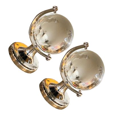 CVUTOVO 2pcs Mini Chic Geographic Globes Transparent High Borosilicate Glass Desktop Ornaments Creative Small Globe Decor for Home Office Smooth Touch Elegant Tabletop Craft