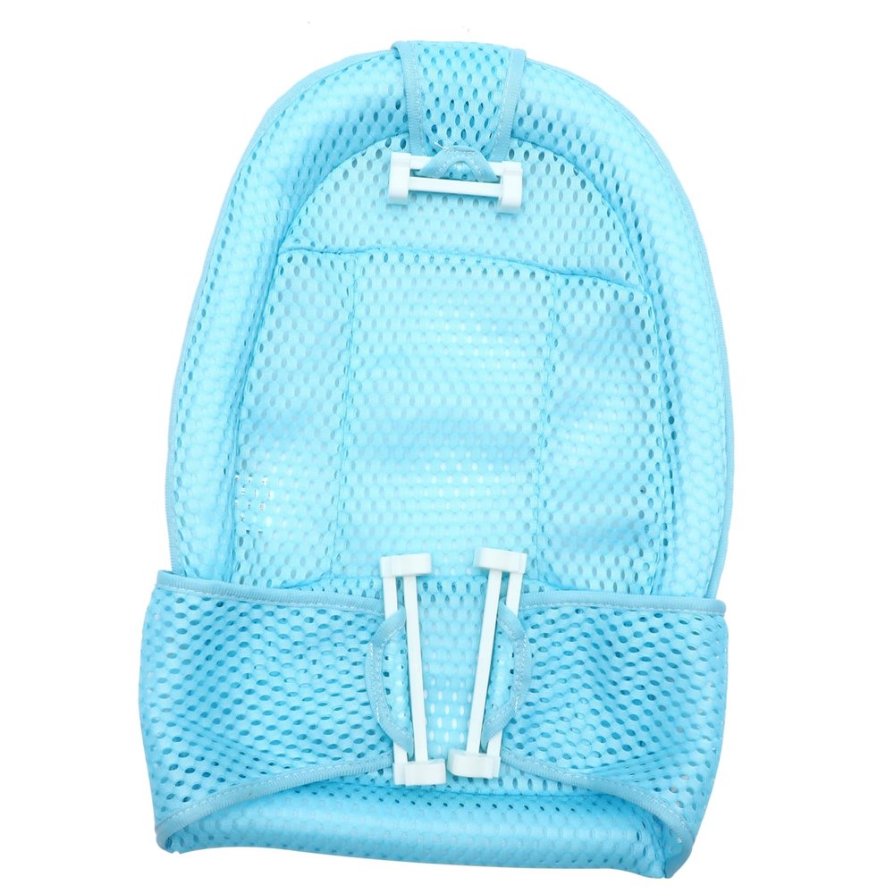 MOBUTOFU Adjustable Shower Mesh Bath Seat Net with Breathable Soft Mesh Fabric Skid Blue Bath Mat Support for Newborns Fits Various Tub Easy Installation and Secure Safety Design