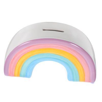 Abaodam Creative Ceramic Rainbow Saving Pot Piggy Bank for Lovely Desktop Ornament Money Storage Box Family Encourages Saving Habits