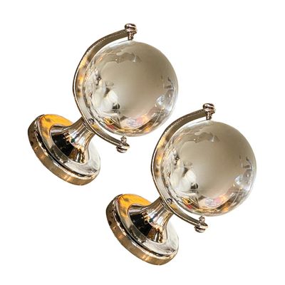FUNNETOYU 2pcs Creative Mini Geographic Globe Decor Rotatable Desktop Ornaments Made of High Borosilicate Glass Compact and Textured World Globe Models for Office and Home Decoration