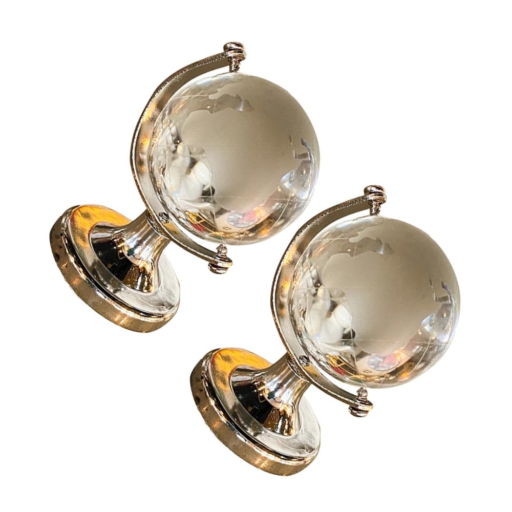 FUNNETOYU 2pcs Creative Mini Geographic Globe Decor Rotatable Desktop Ornaments Made of High Borosilicate Glass Compact and Textured World Globe Models for Office and Home Decoration