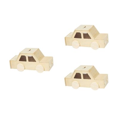 Abaodam 3pcs Unfinished DIY Wooden Piggy Banks for Creative Doodle Coin Change Containers Hand Painted Craft Savings Boxes Friendly Smooth Texture
