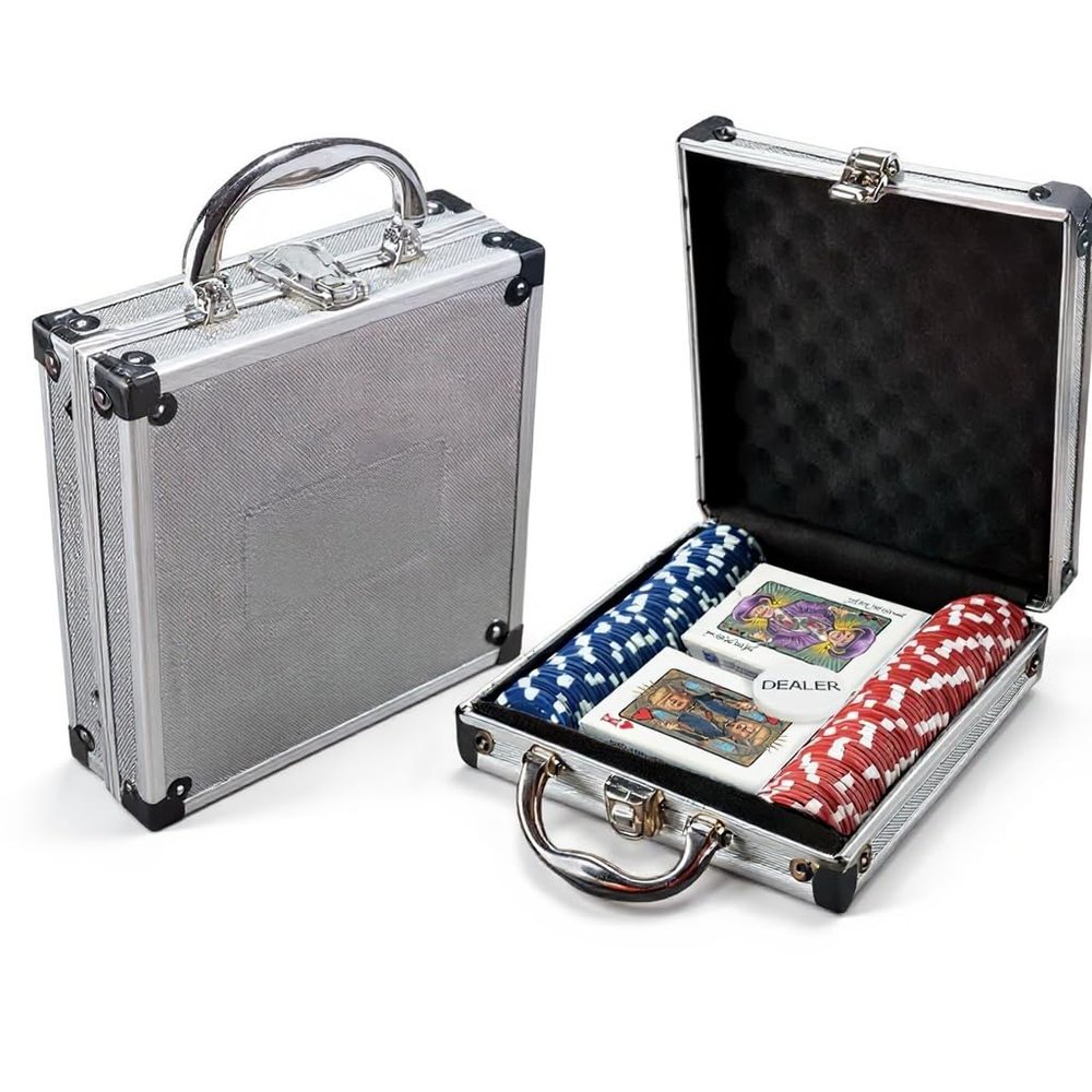 END THE WOKENESS Trump Themed Poker Case Set, 2 Card Decks, 100 Political Chips, 5 Dice, Premium Storage Case, Trump & Biden Design