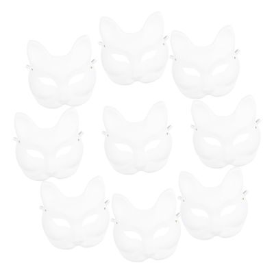 Beaupretty 10pcs DIY Fox Mask for Women and Blank Paintable Paper Pulp Masquerade Masks for Halloween Cosplay Birthday and Carnival Party Dress Up Safe Material