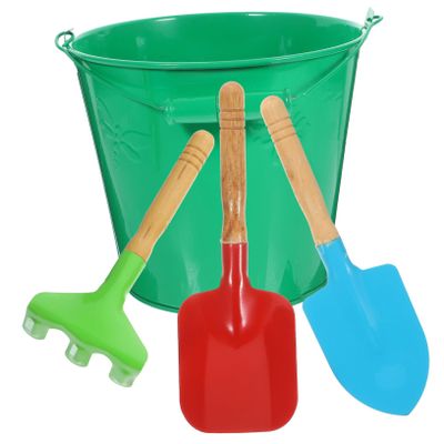 BESPORTBLE Beach with Thickened Iron Bucket and Small Shovel Lightweight Sand Play Tools for Outdoor Sandcastle Building Portable for Boys Random Color