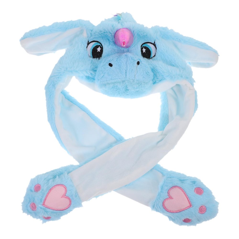 Beaupretty Funny Unicorn Ear Moving Party Hat Novelty Costume Prop Soft Warm Blue Cap for Festivals Birthdays and Photo Booths