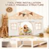 besrey Kids Play Tent 2 in 1 with Padded Mat and Lights, Large Kids Playhouse with 2 Doors & 4 Windows, Indoor & Outdoor, Christmas Toddler Tent, 51" x35" x 51" (White with Star) view 4