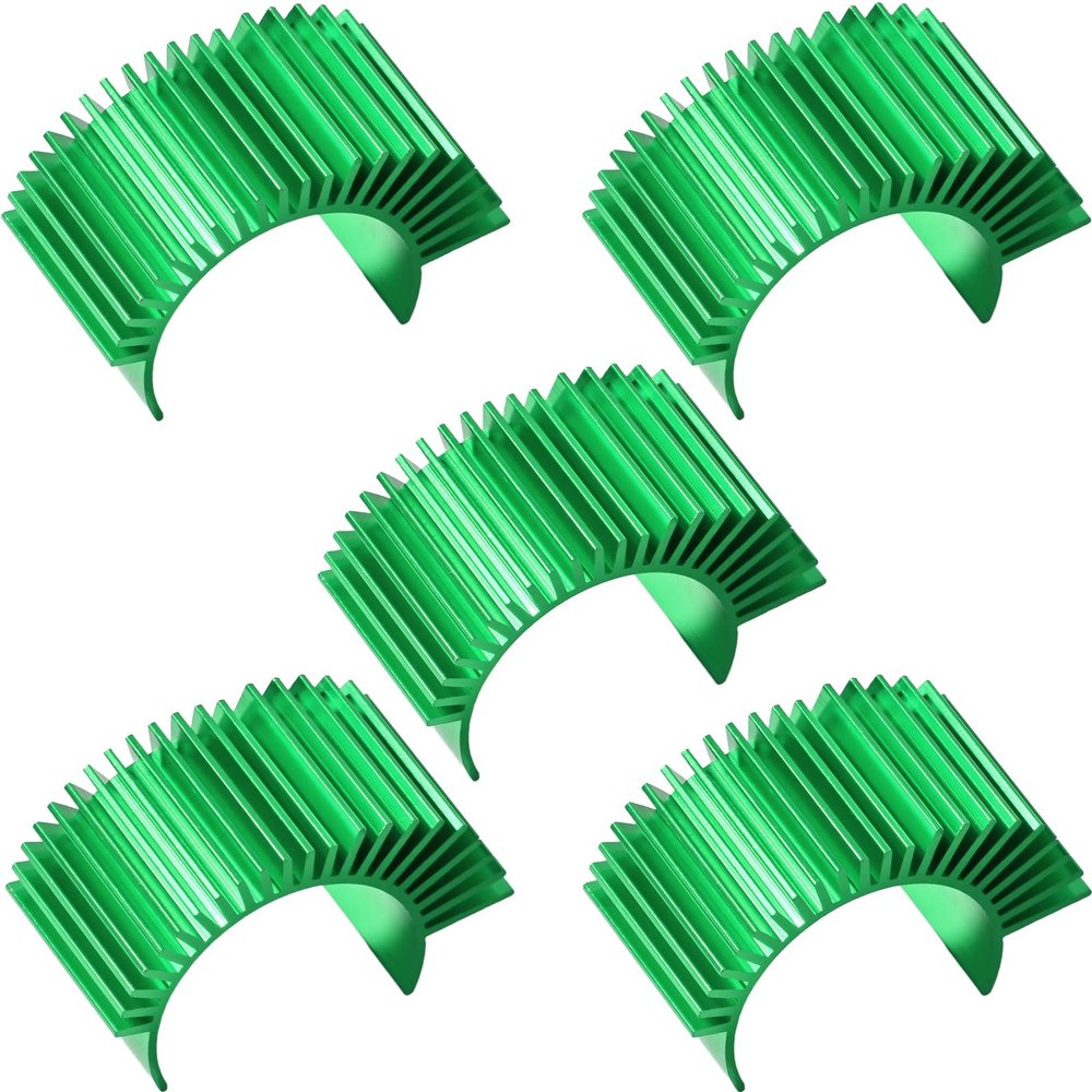 Fraizoe RC 5PCS Aluminum Heatsink Electric Engine Motor Heat Sink Cooling Fins Replacement for #03300, Compatible with 1/10 HSP Traxxas HPI Tamiya Losi 550 540 3650 Size Brushed/Brushless Motor(Green)
