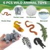 6PCS 3D Printed Safari Animals Figures Toys, Realistic Articulated Zoo Animal Toys Educational Learning Fidget Toy Cake Toppers Birthday Gift Party Favors Toy for Toddlers Kids Boys Girls view 2