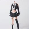 1/6 Scale Female Clothes, Cropped Blazer Short Suit & Skirt with Black Socks, Fashionable Stylish School Girl Student Suit Uniform Outfit Clothing for 12-inches Girl Action Figure Doll view 1