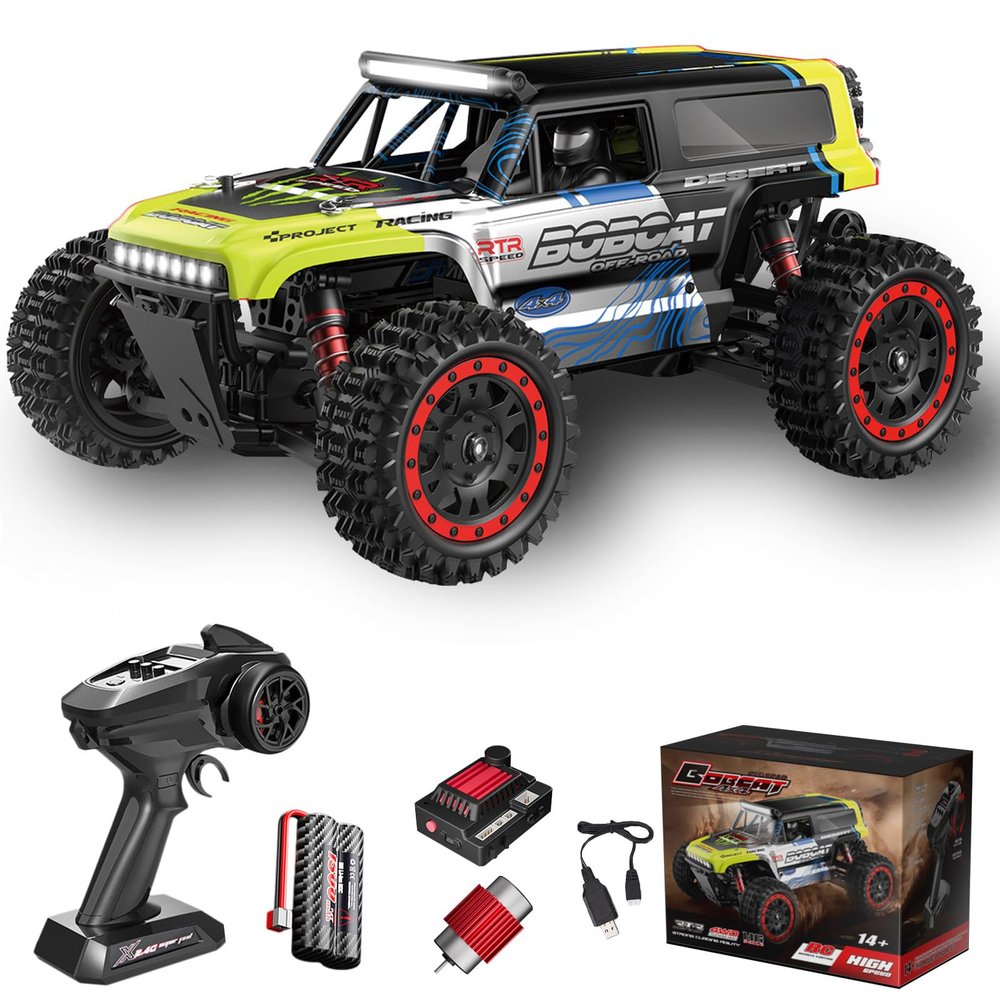 Authticar 2.4GHz RC Car, 1/16 Scale 4 Wheel Driver High Speed Remote Control Off Road Truck, All Terrain Climbing Vehicle with LED Lights, RC Vehicle for Adults Teen (Green)