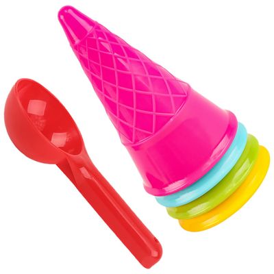 Abaodam Sand with Multi Use Plastic Spoon and Cartoon Ice Cream Cone Molds Beach Sandbox Tools for Boys for Outdoor Play and Birthday Parties