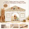 besrey Kids Play Tent 2 in 1 with Padded Mat and Lights, Large Kids Playhouse with 2 Doors & 4 Windows, Indoor & Outdoor, Christmas Toddler Tent, 51" x35" x 51" (Brown) view 4