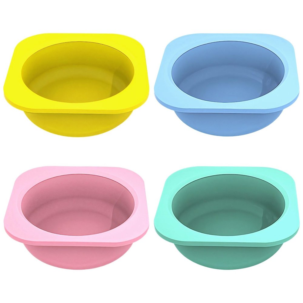 Vestamore Stackable Silicone Bowls for Kids and Dough, 4-Piece Set in Cheerful Colors, Portion Control and Microwave-Safe
