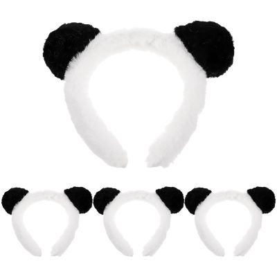 Beaupretty 4pcs Panda Ears Headband: Animal Cosplay Hair Hoop Cartoon Headwear for Costume Party, Carnival, Halloween Theme Events Face Washing Spa