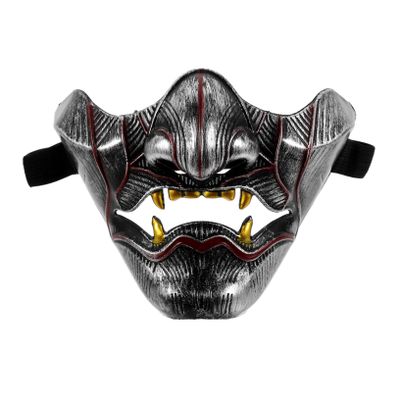 Beaupretty Japanese Hannya Mask Cosplay Unisex Half Face Mask with Elastic Band Traditional Kabuki Theater Prop for Halloween Masquerade and Makeup Party Lightweight Design