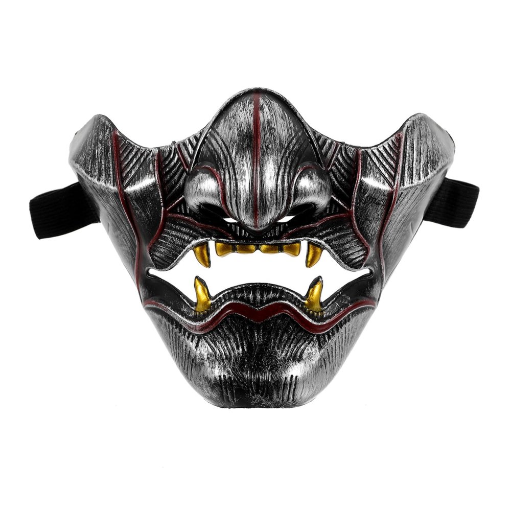 Beaupretty Japanese Hannya Mask Cosplay Unisex Half Face Mask with Elastic Band Traditional Kabuki Theater Prop for Halloween Masquerade and Makeup Party Lightweight Design