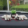 2 Pcs Lazy French Bulldog Statue, Resin Car Interior Dog Statues, Home Decorations and Office Desk Ornaments, Happy (Beige) view 2